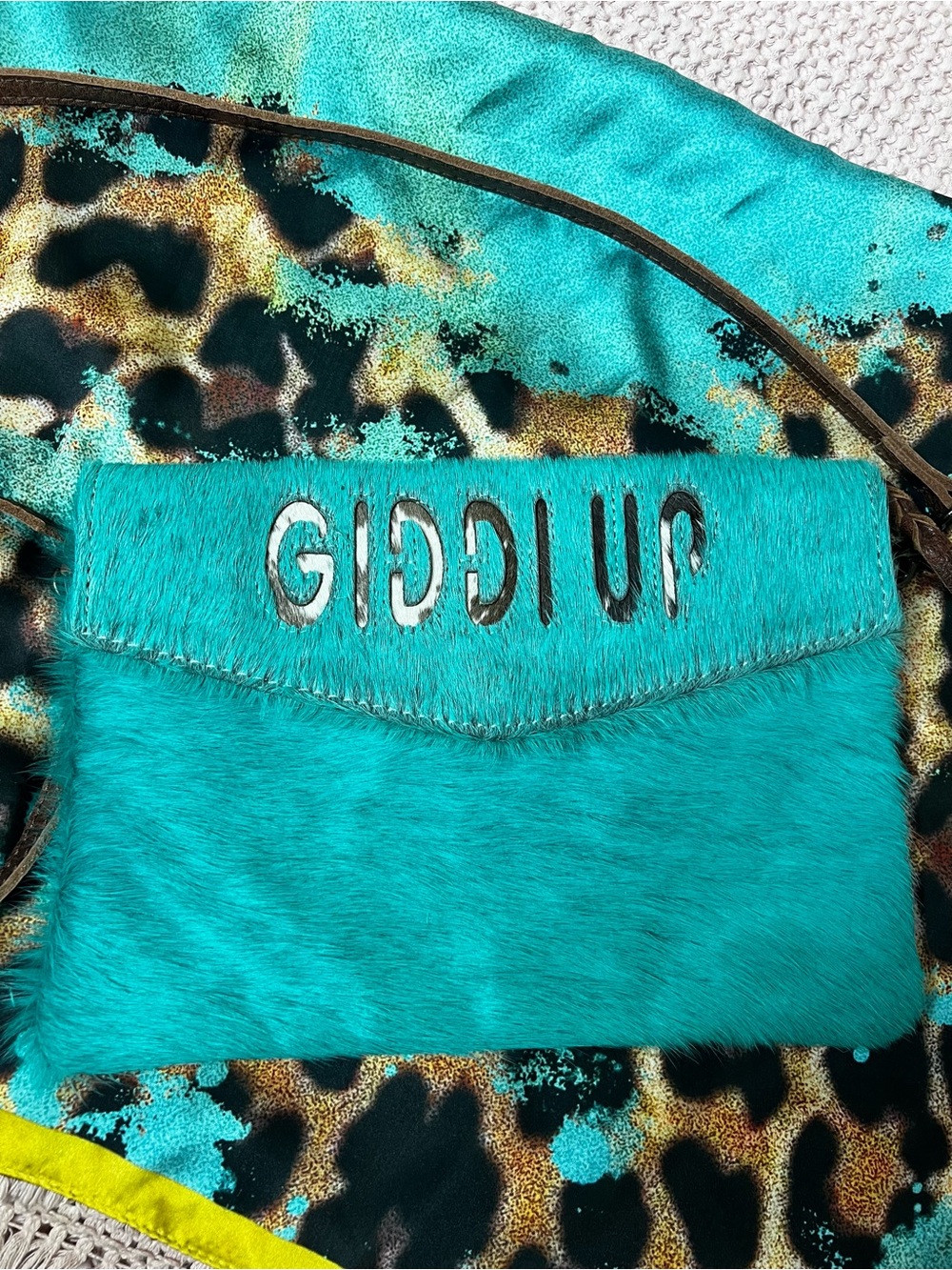 American Darling Envelope Hair on Leather Crossbody/Shoulder Bag - Picture 2 of 10